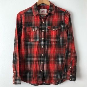 Rust Orange Plaid Button Down Shirt